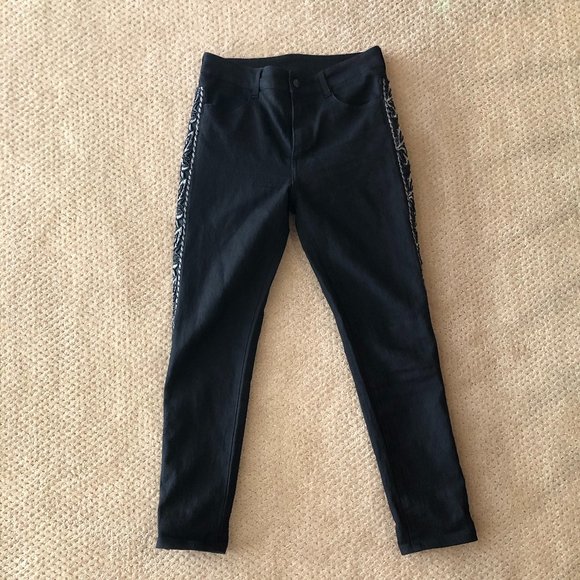 Black Jeans with Silver Embroidery - Picture 4 of 10